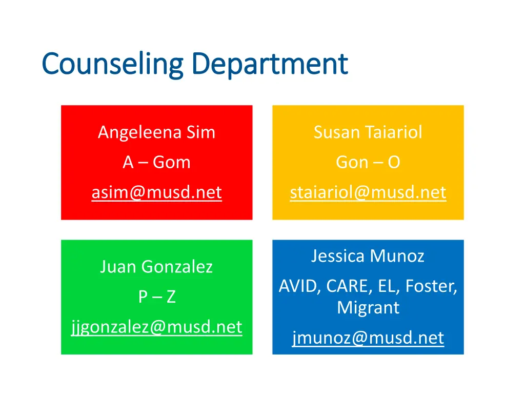 counseling department counseling department