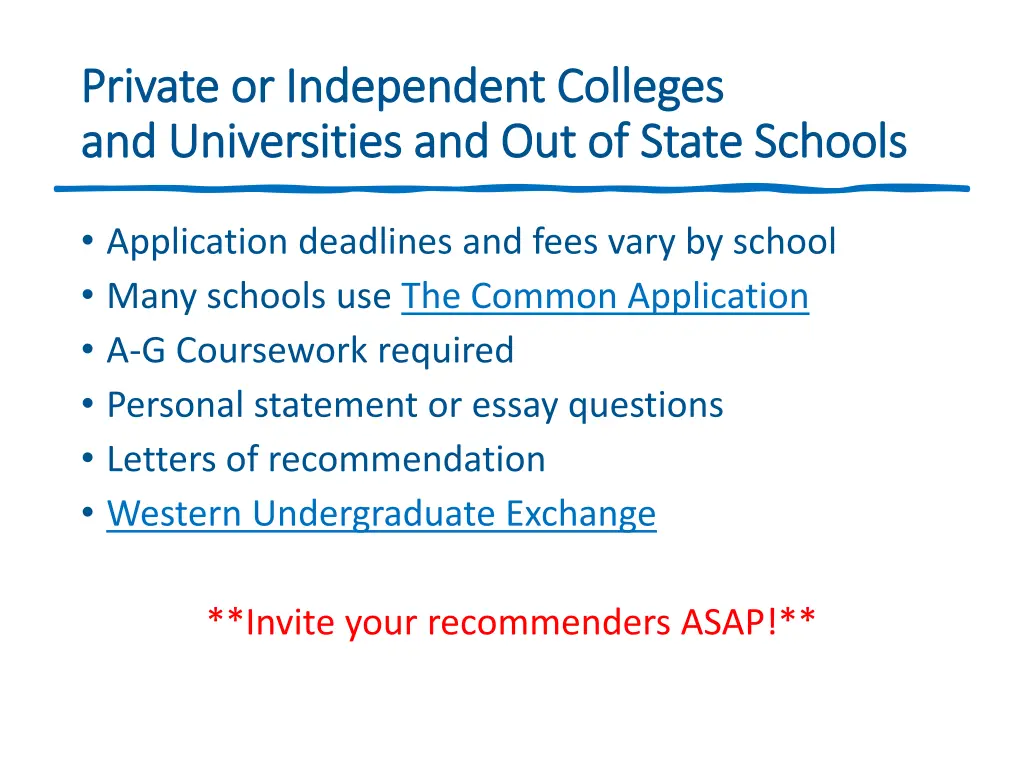 private or independent colleges private
