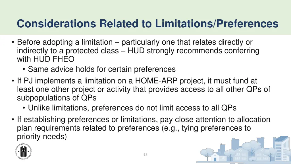 considerations related to limitations preferences