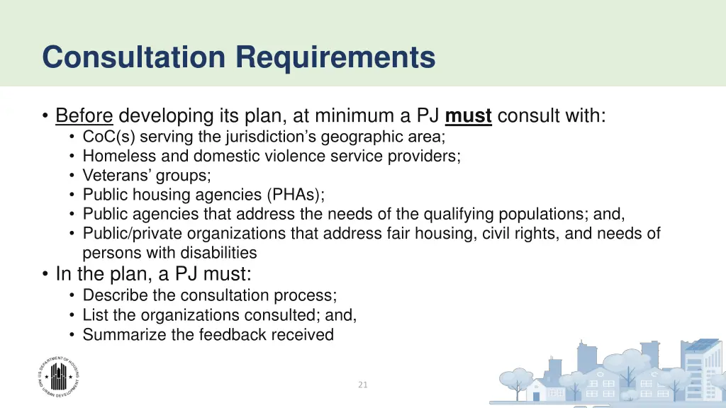 consultation requirements
