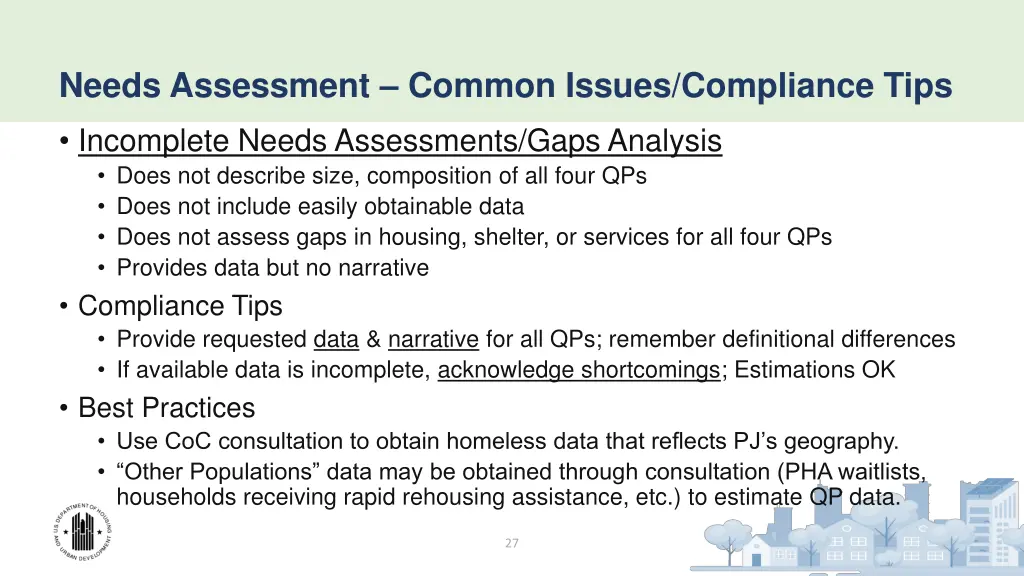needs assessment common issues compliance tips