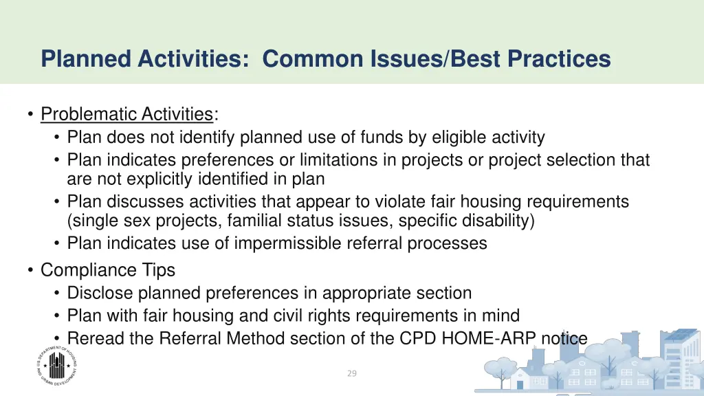 planned activities common issues best practices