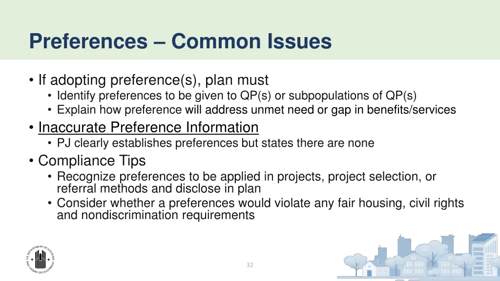 preferences common issues