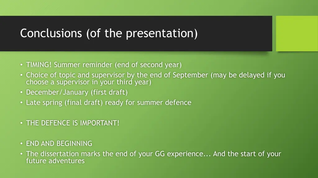 conclusions of the presentation