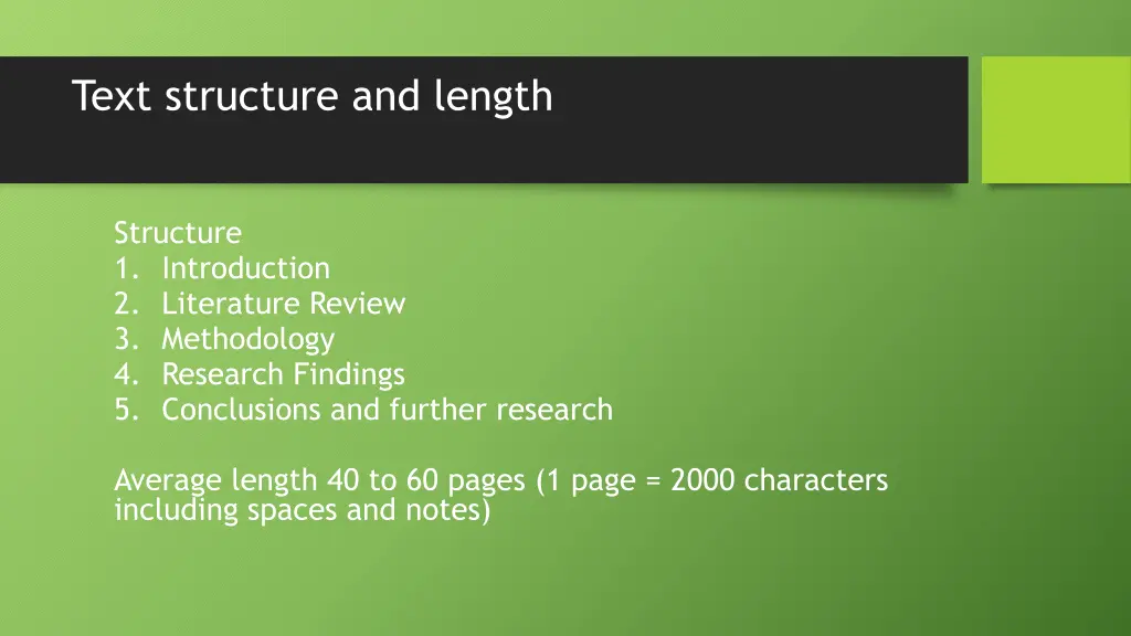 text structure and length