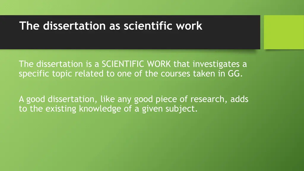 the dissertation as scientific work