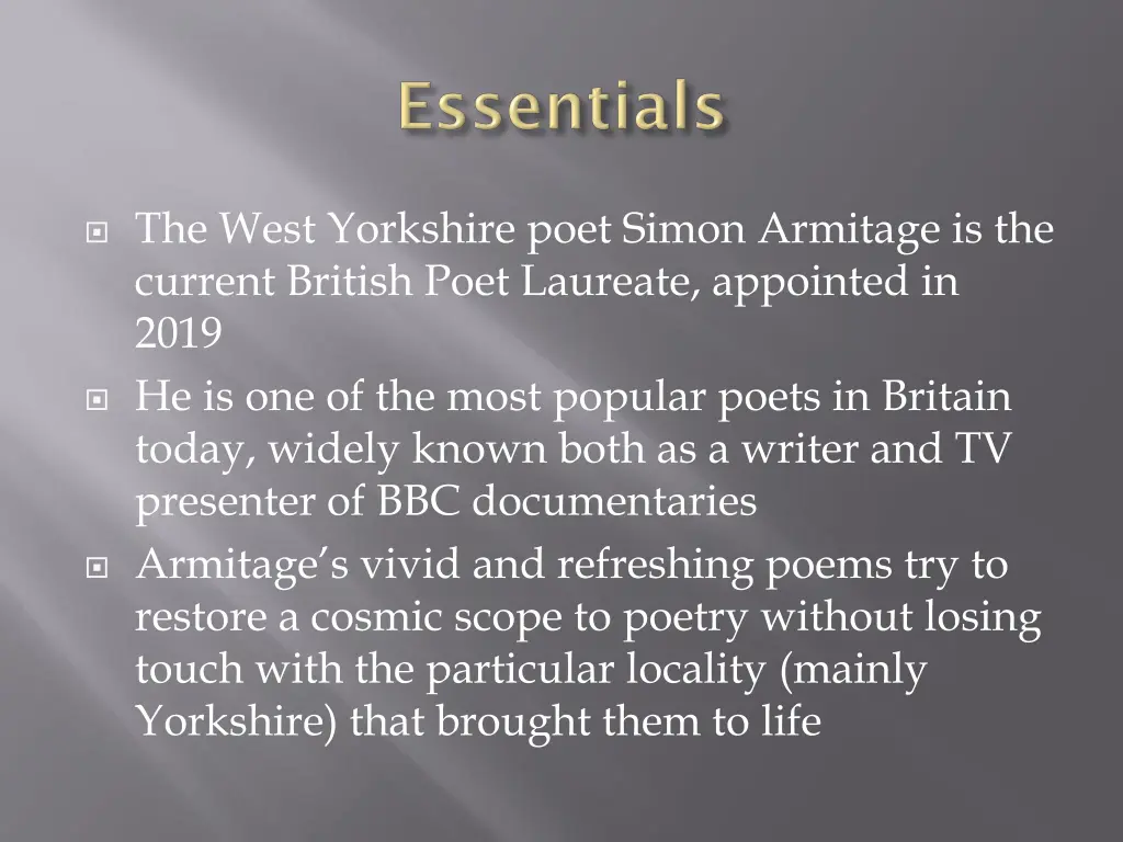 the west yorkshire poet simon armitage