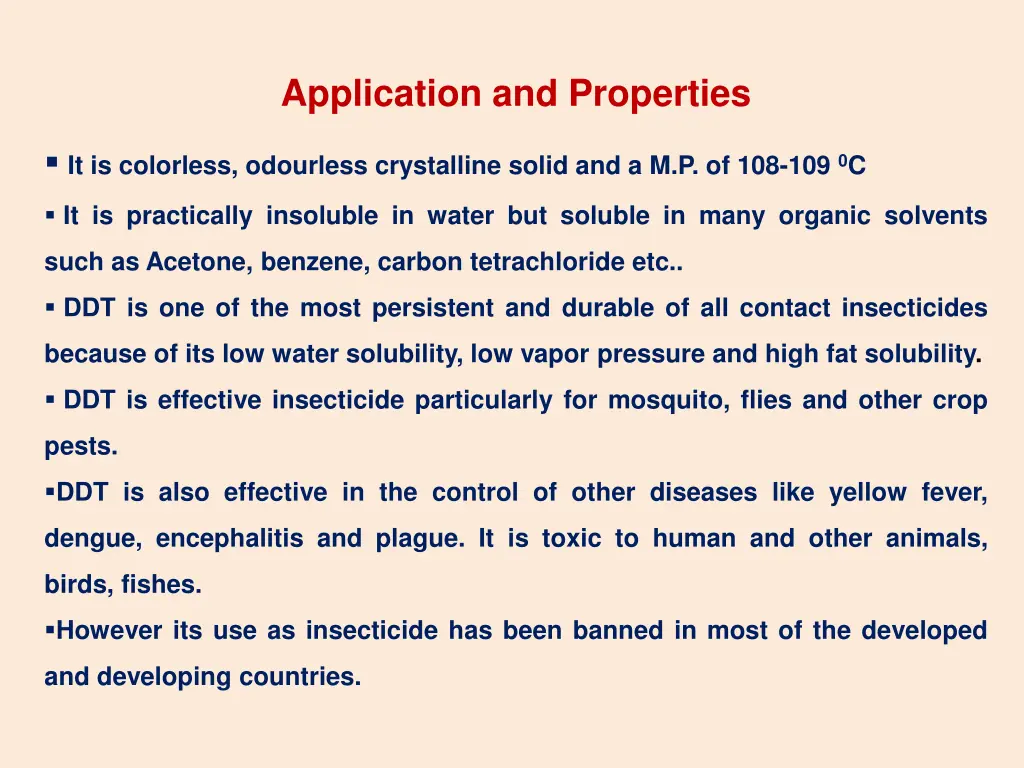 application and properties