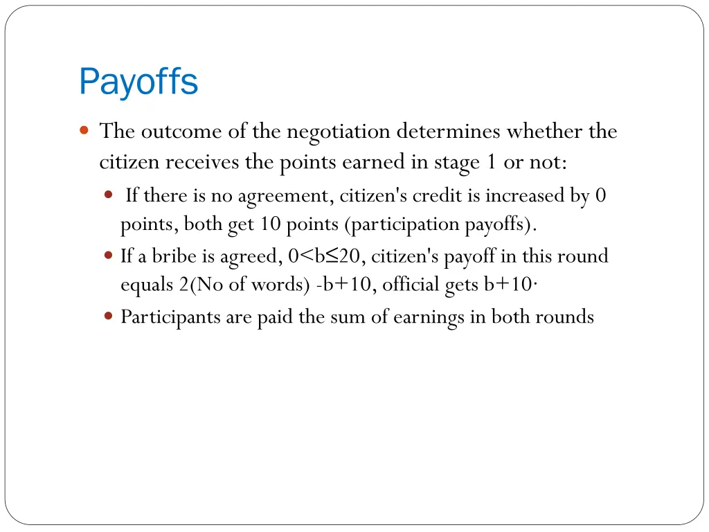 payoffs