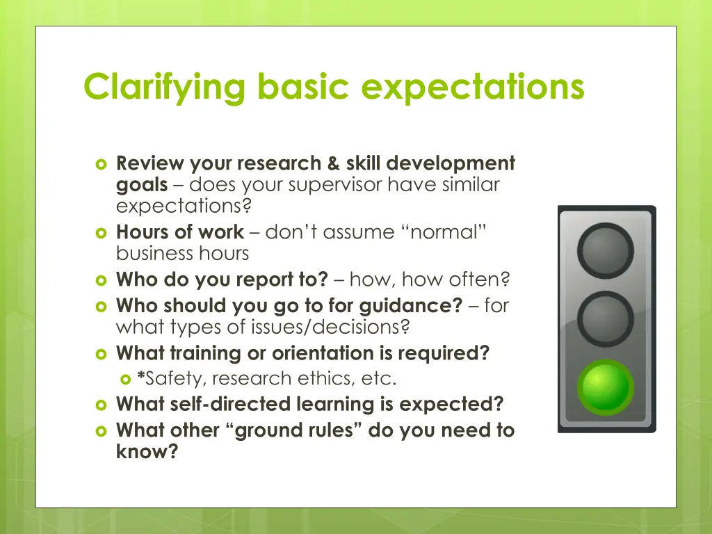 clarifying basic expectations
