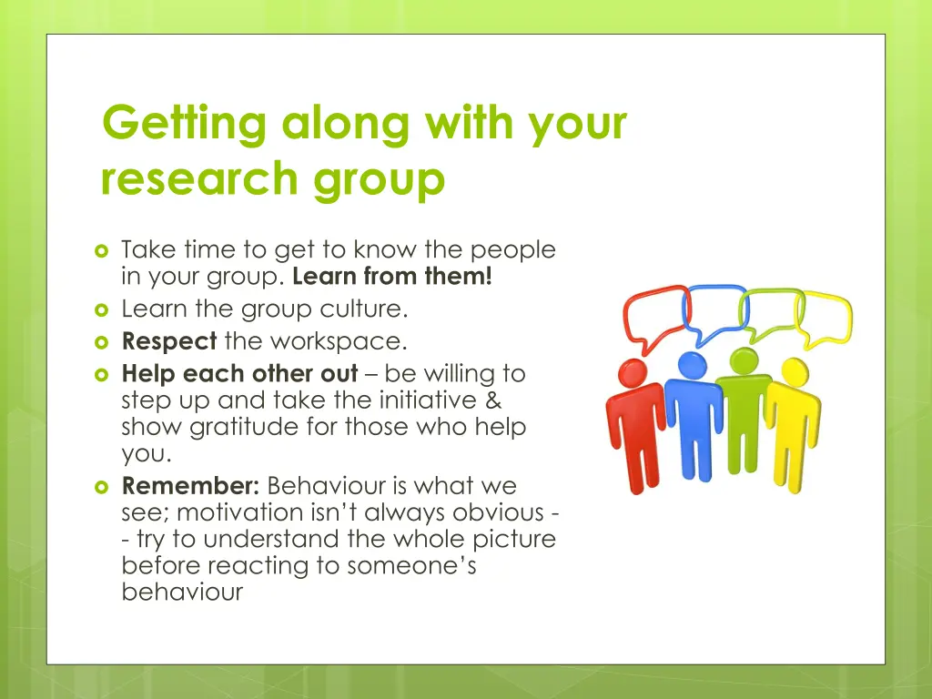 getting along with your research group