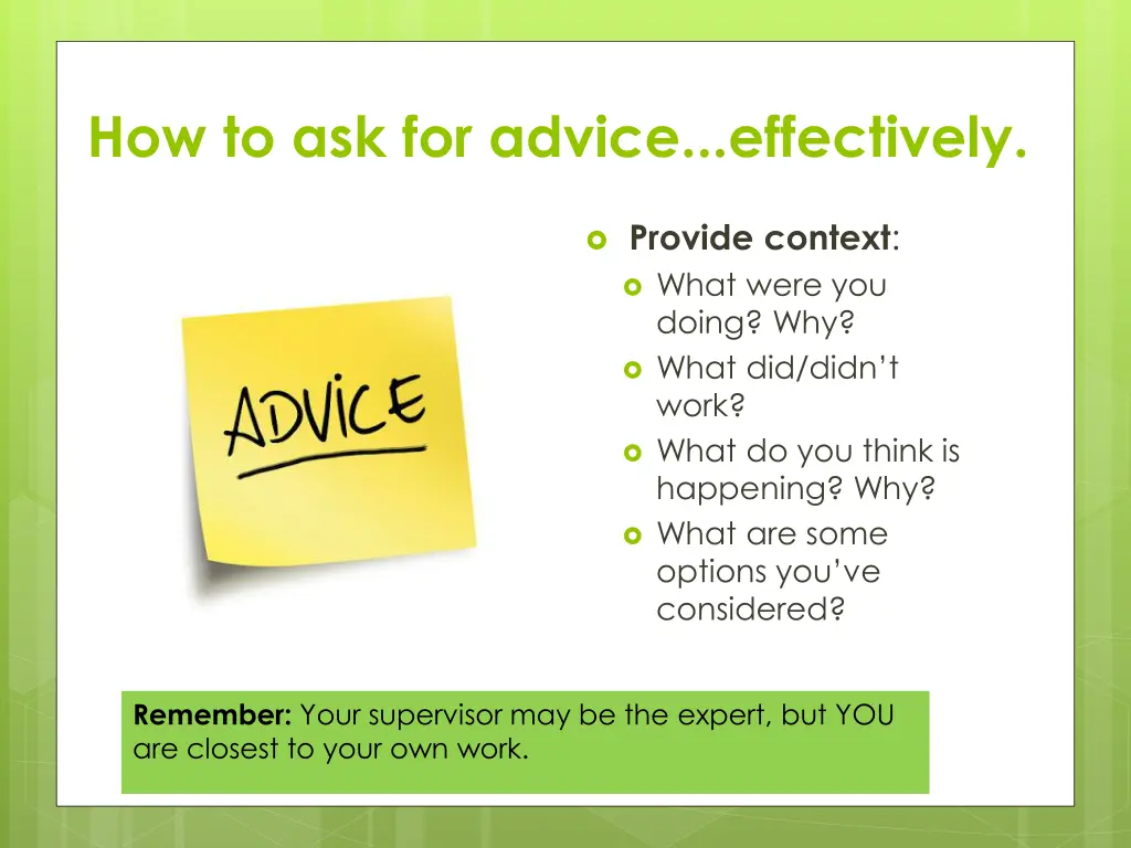 how to ask for advice effectively