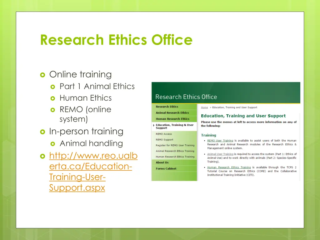 research ethics office