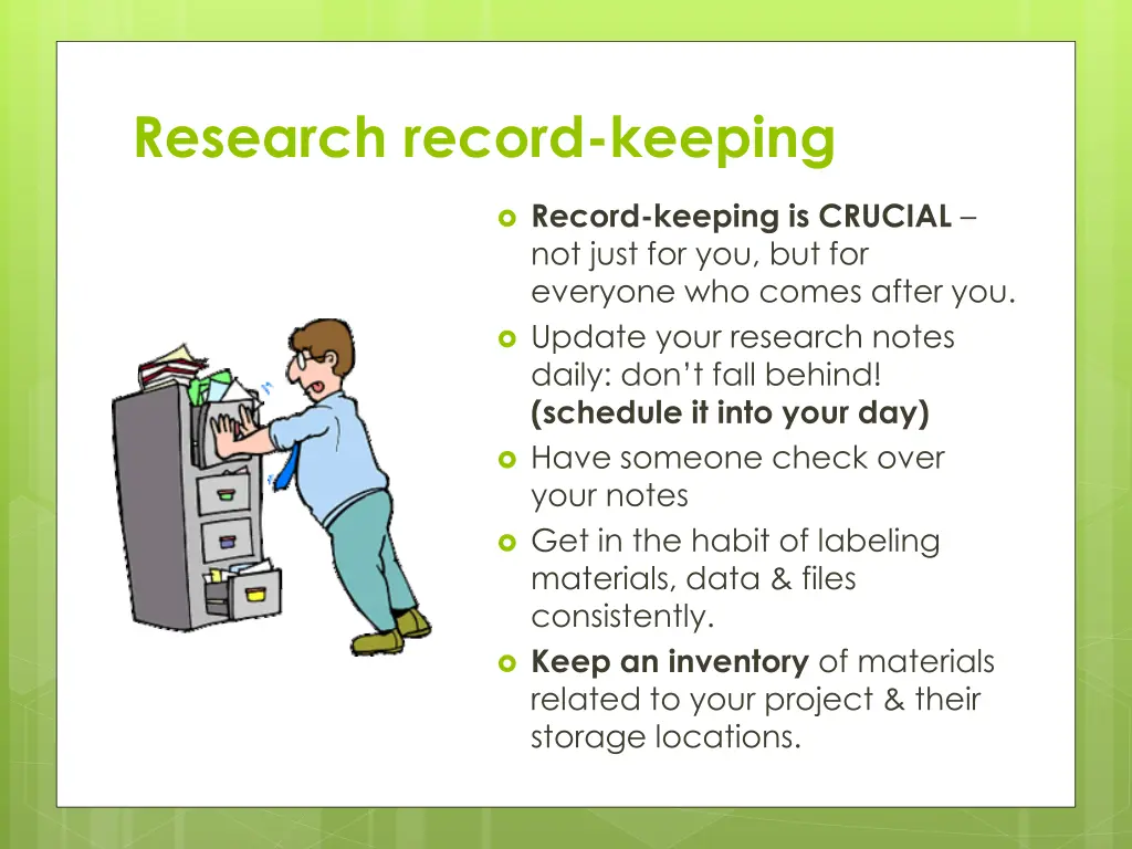 research record keeping