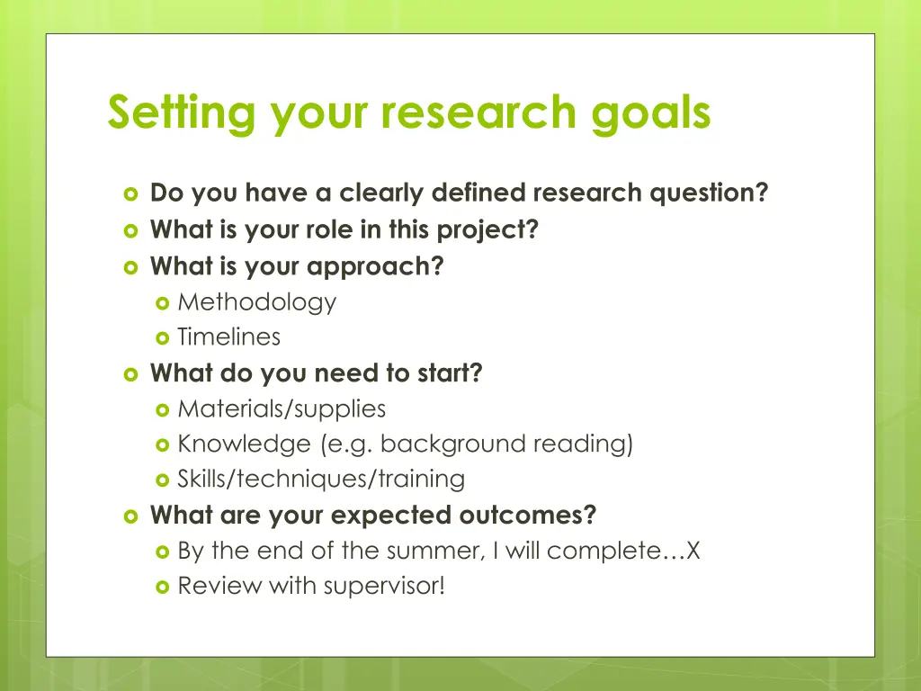 setting your research goals