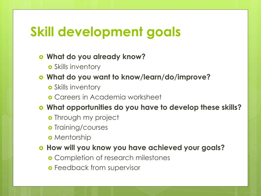 skill development goals