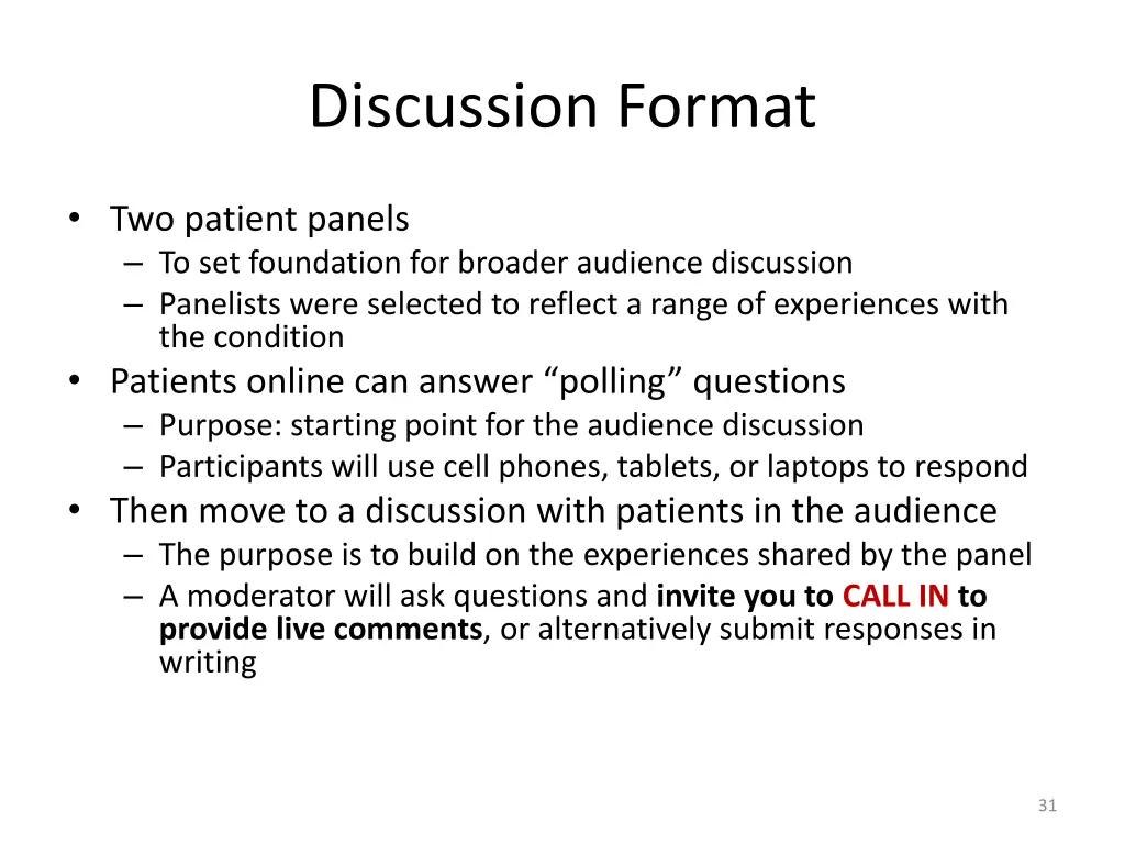 discussion format