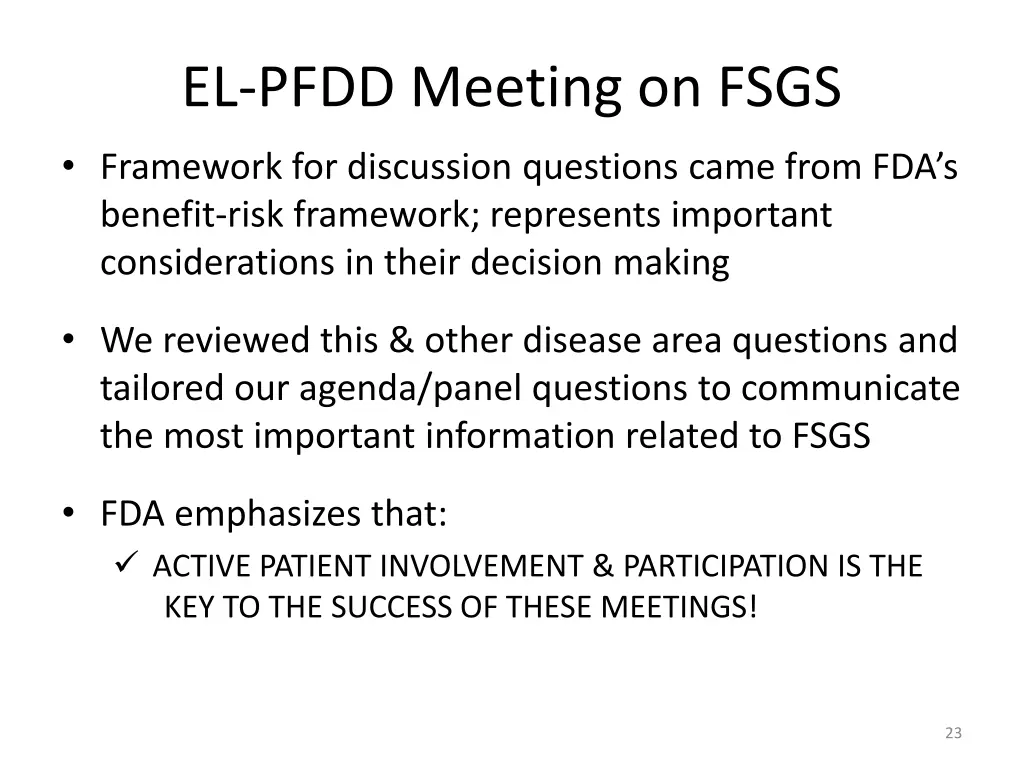 el pfdd meeting on fsgs