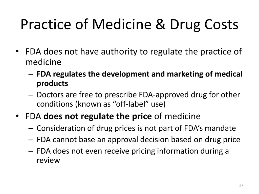 practice of medicine drug costs