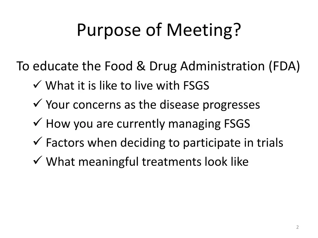purpose of meeting