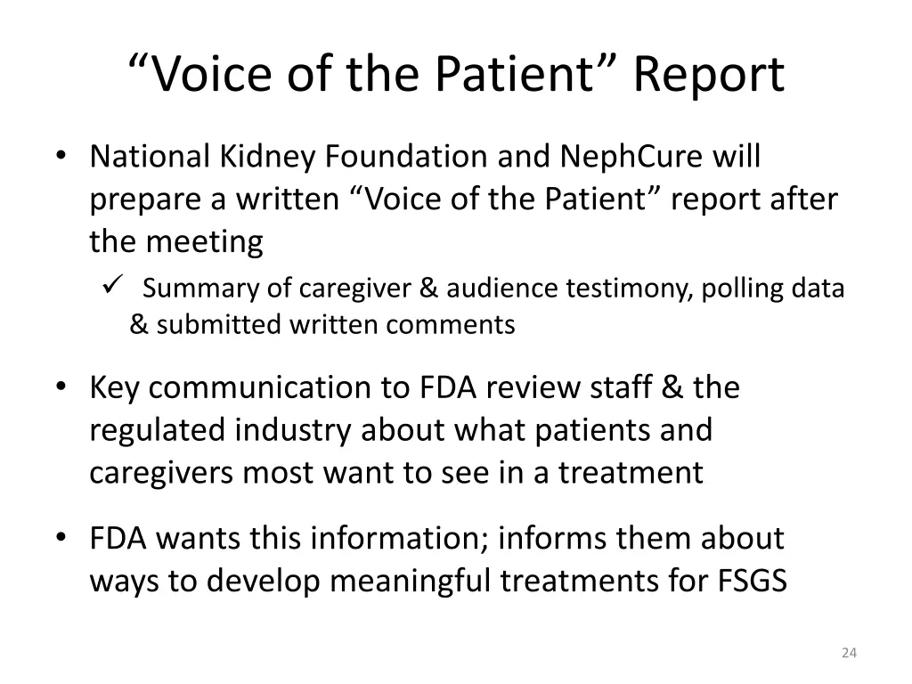 voice of the patient report