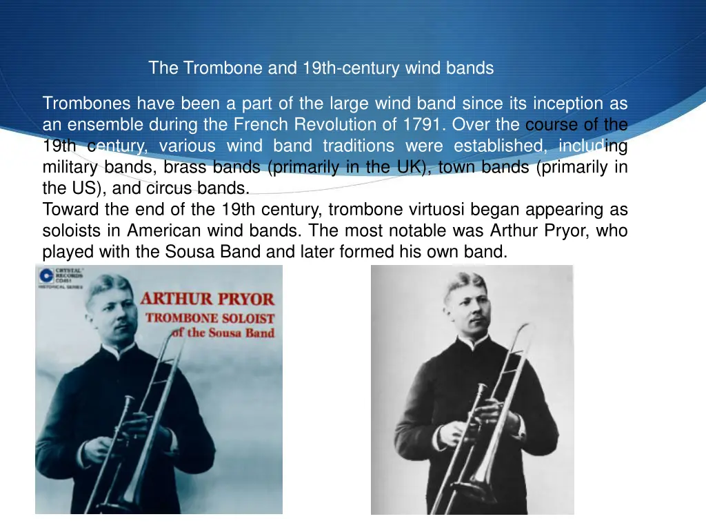 the trombone and 19th century wind bands