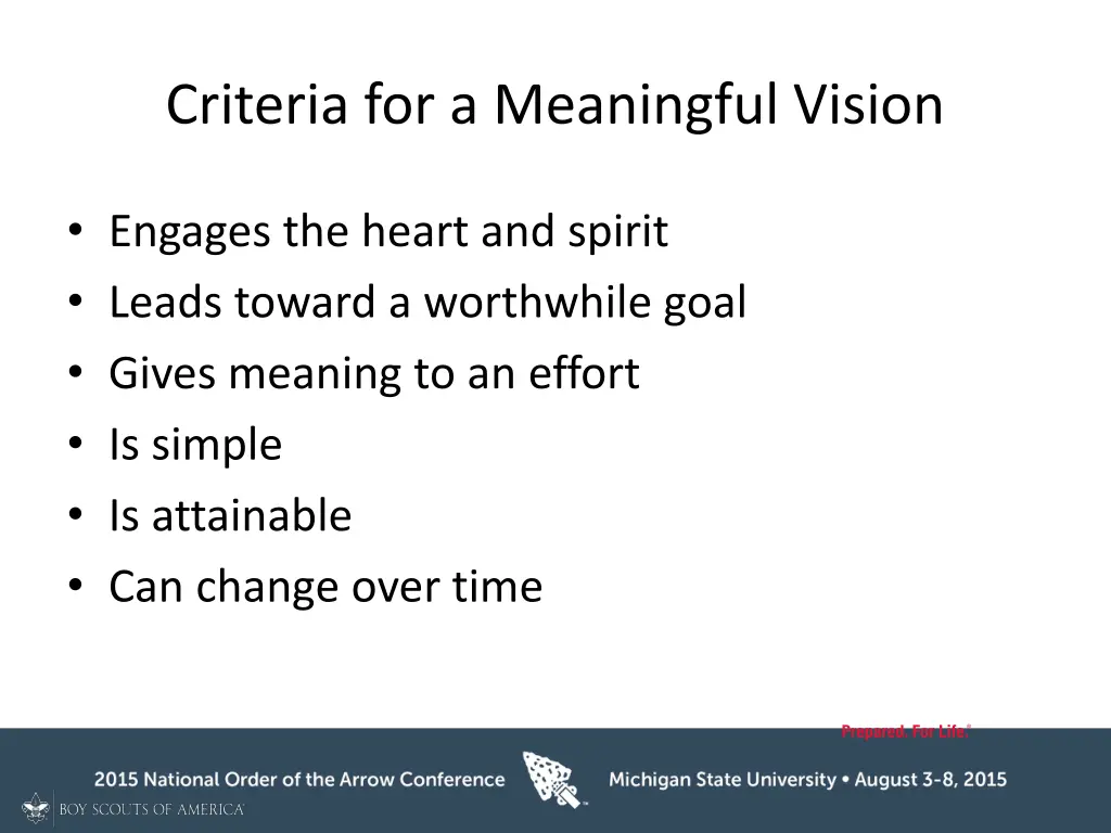 criteria for a meaningful vision