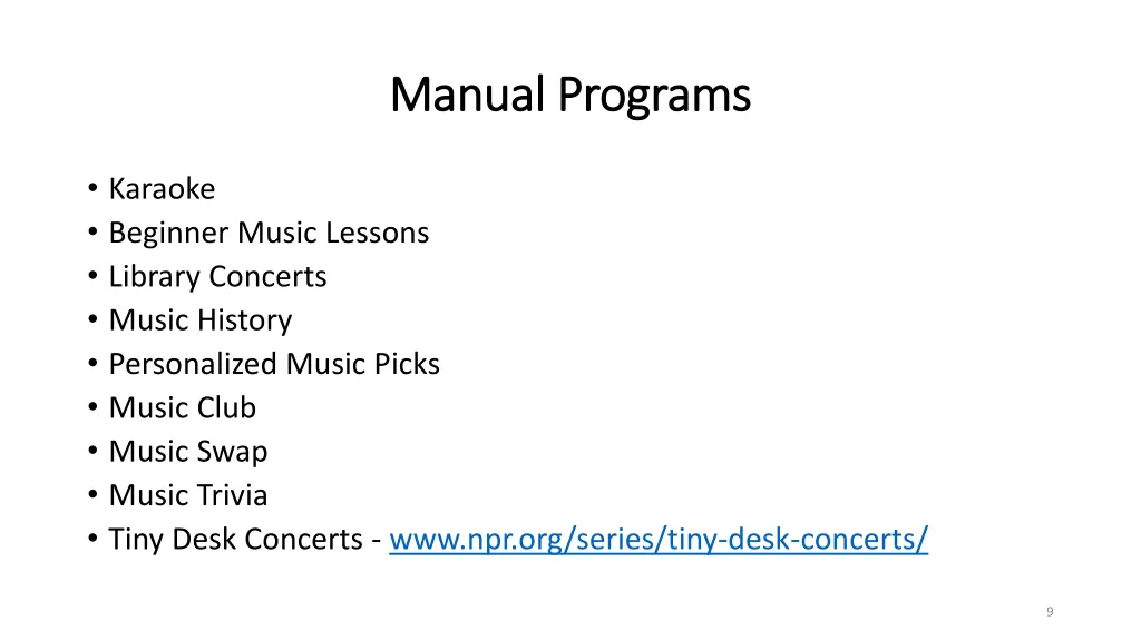 manual programs manual programs