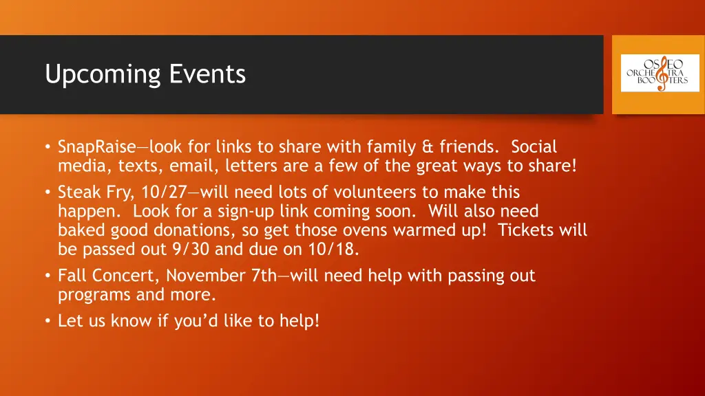 upcoming events