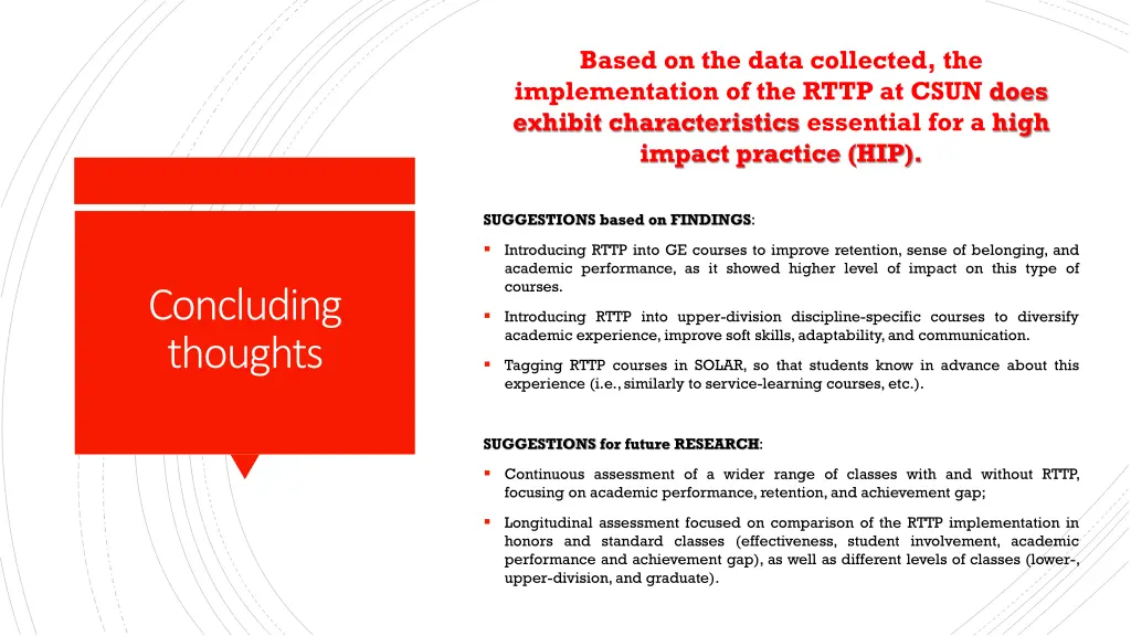 based on the data collected the implementation