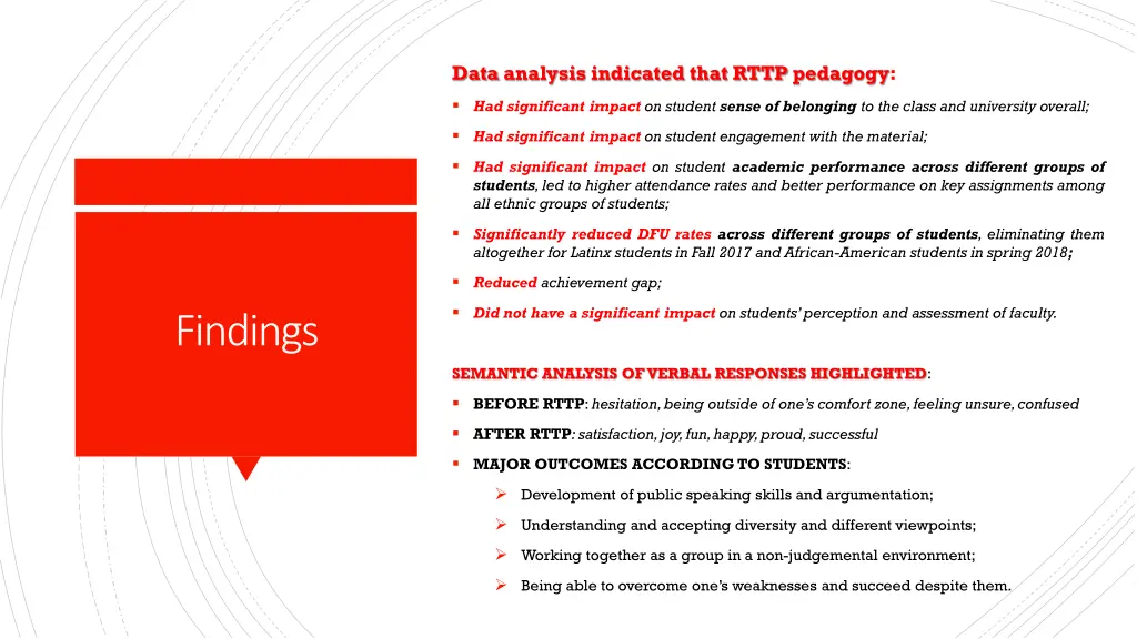 data analysis indicated that rttp pedagogy