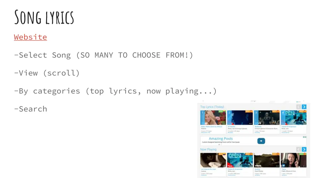 song lyrics website