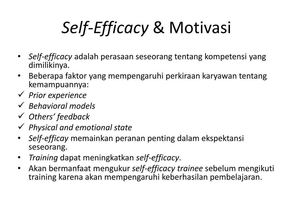 self efficacy motivasi