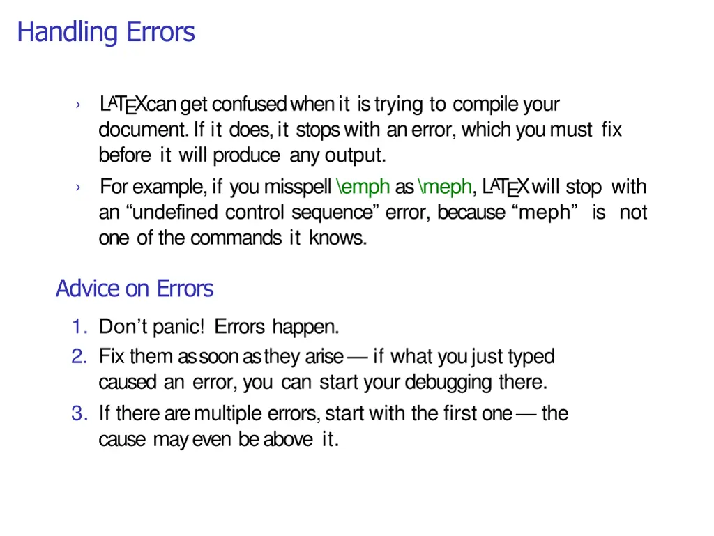 handling errors