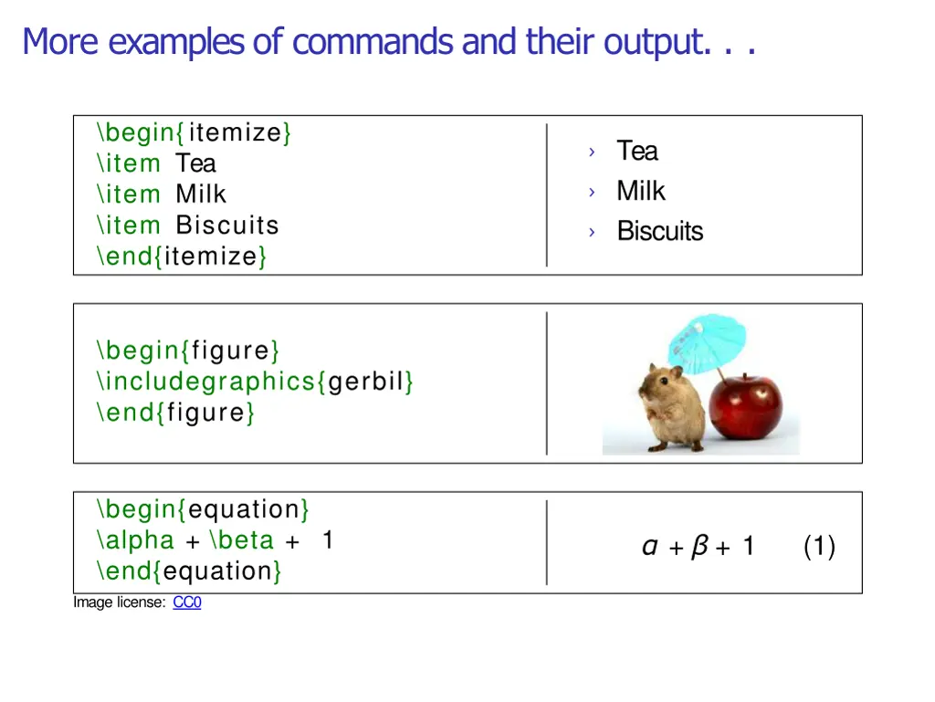 more examples of commands and their output