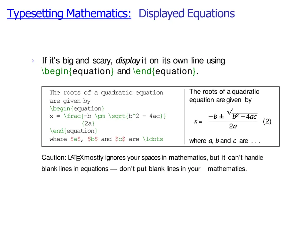 typesetting mathematics displayedequations
