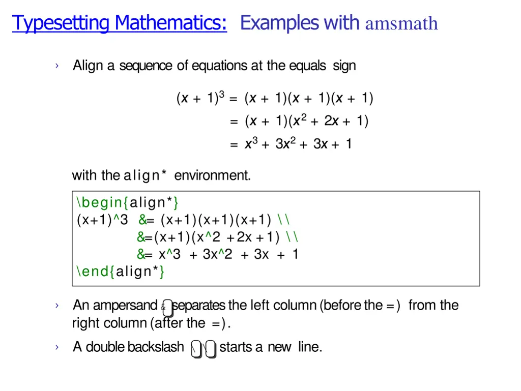 typesetting mathematics examples with amsmath 1
