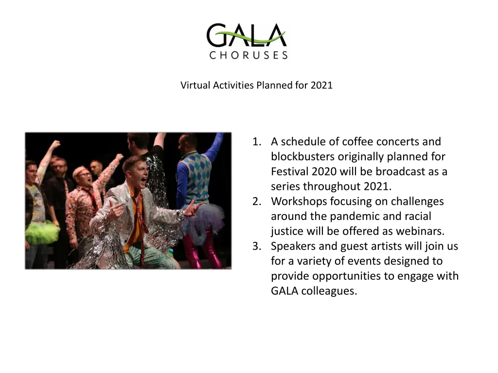 virtual activities planned for 2021