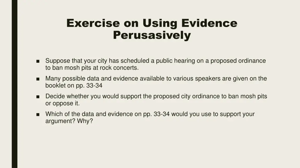 exercise on using evidence perusasively