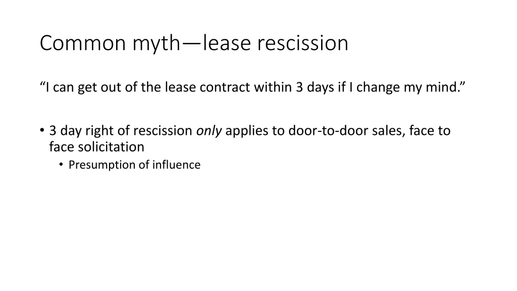 common myth lease rescission