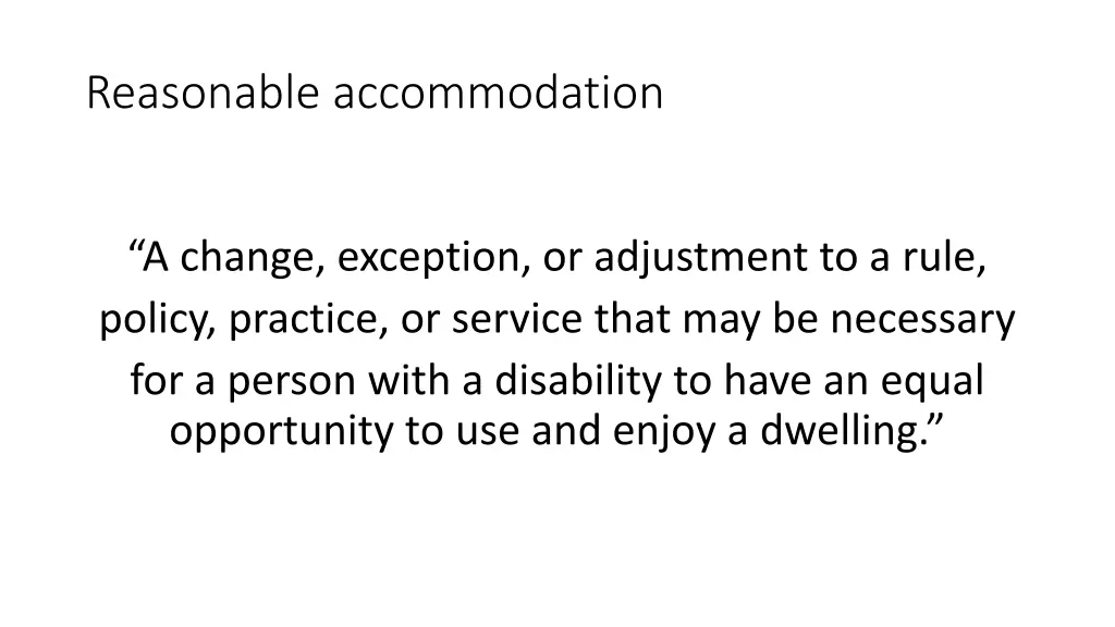 reasonable accommodation