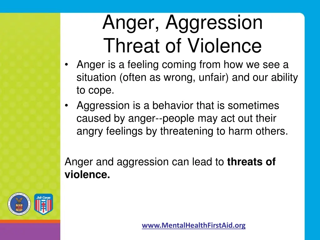 anger aggression threat of violence anger