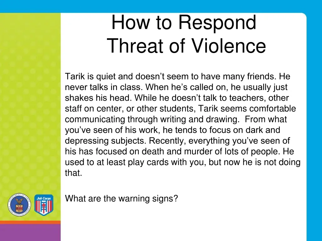how to respond threat of violence