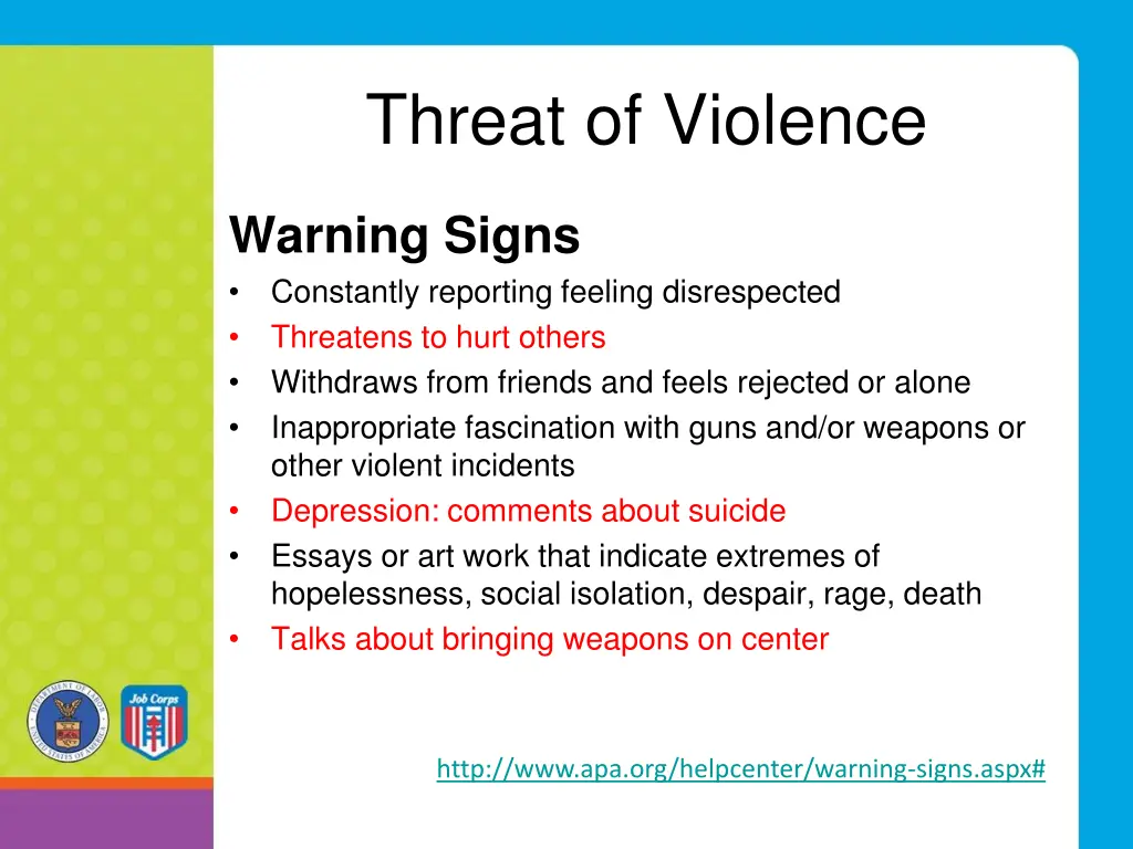 threat of violence