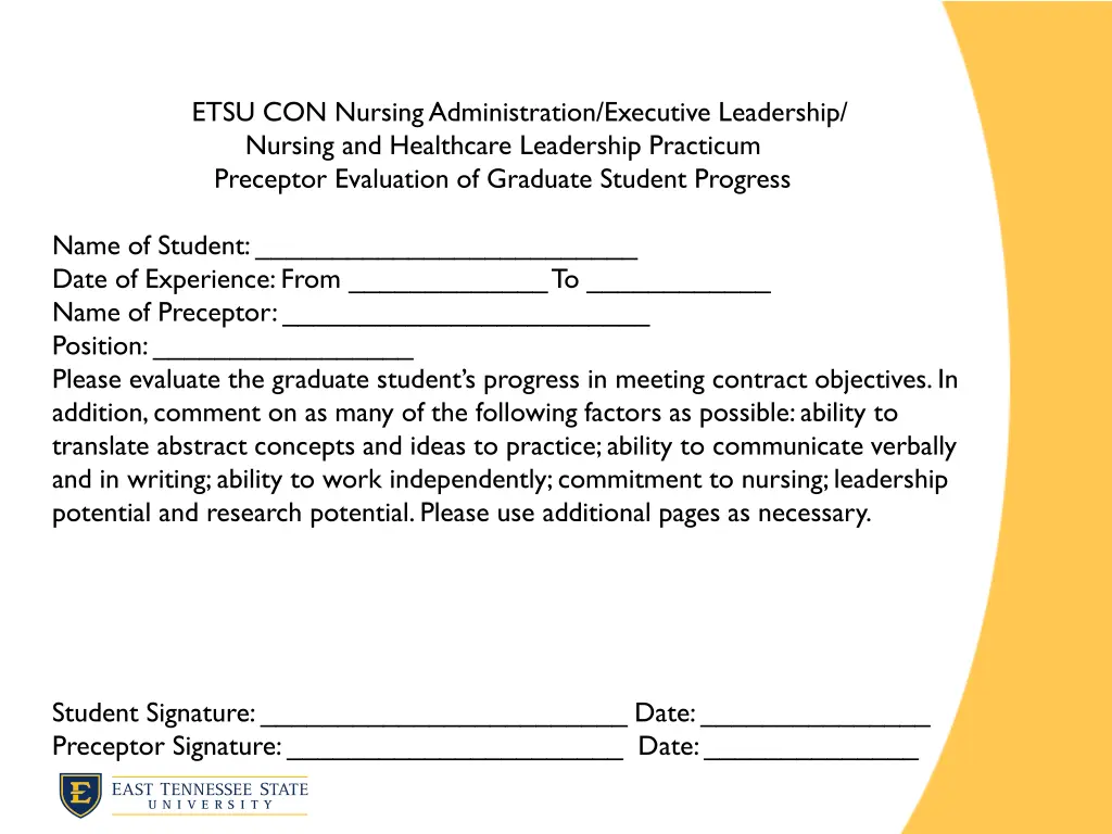 etsu con nursing administration executive