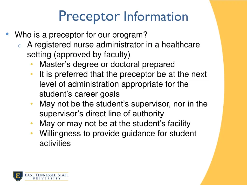 preceptor information who is a preceptor