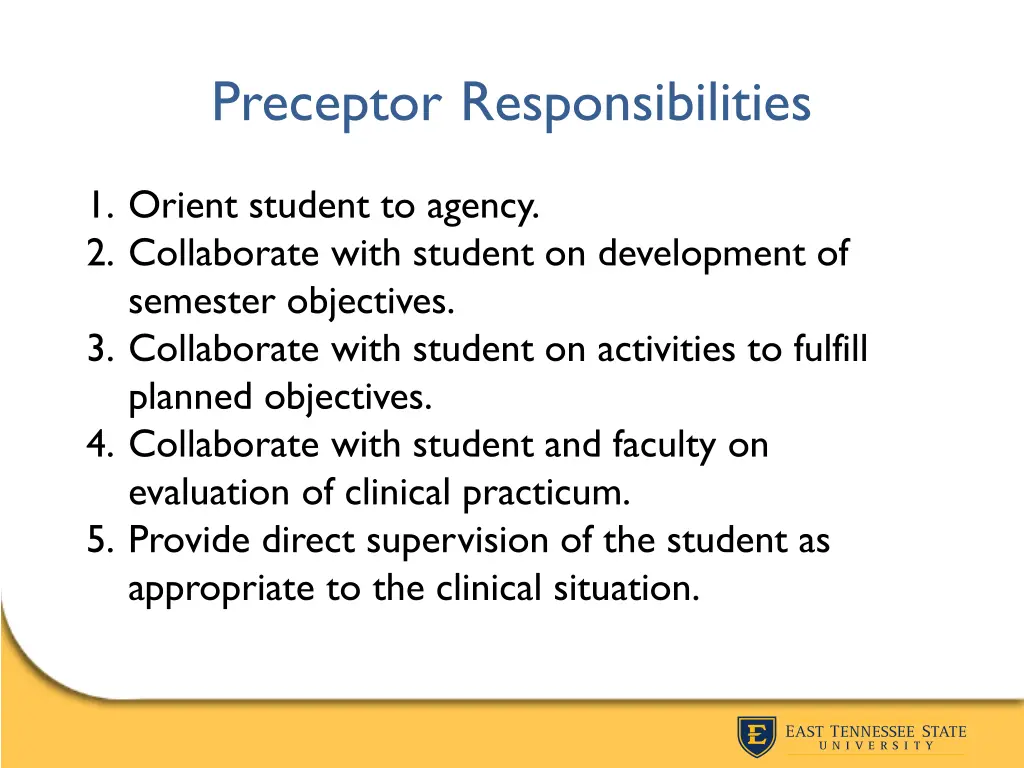 preceptor responsibilities