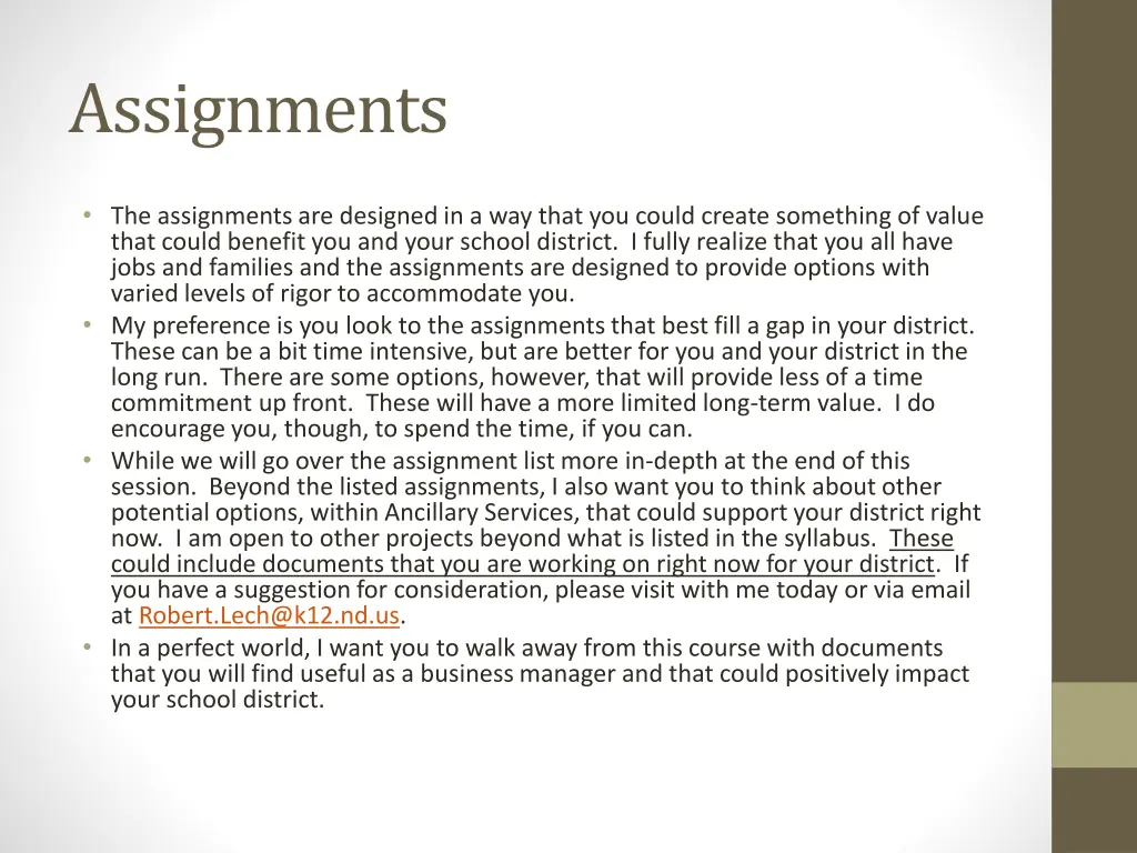assignments