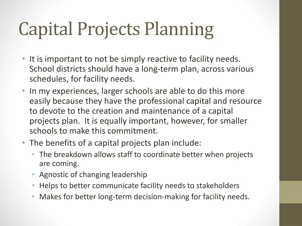 capital projects planning