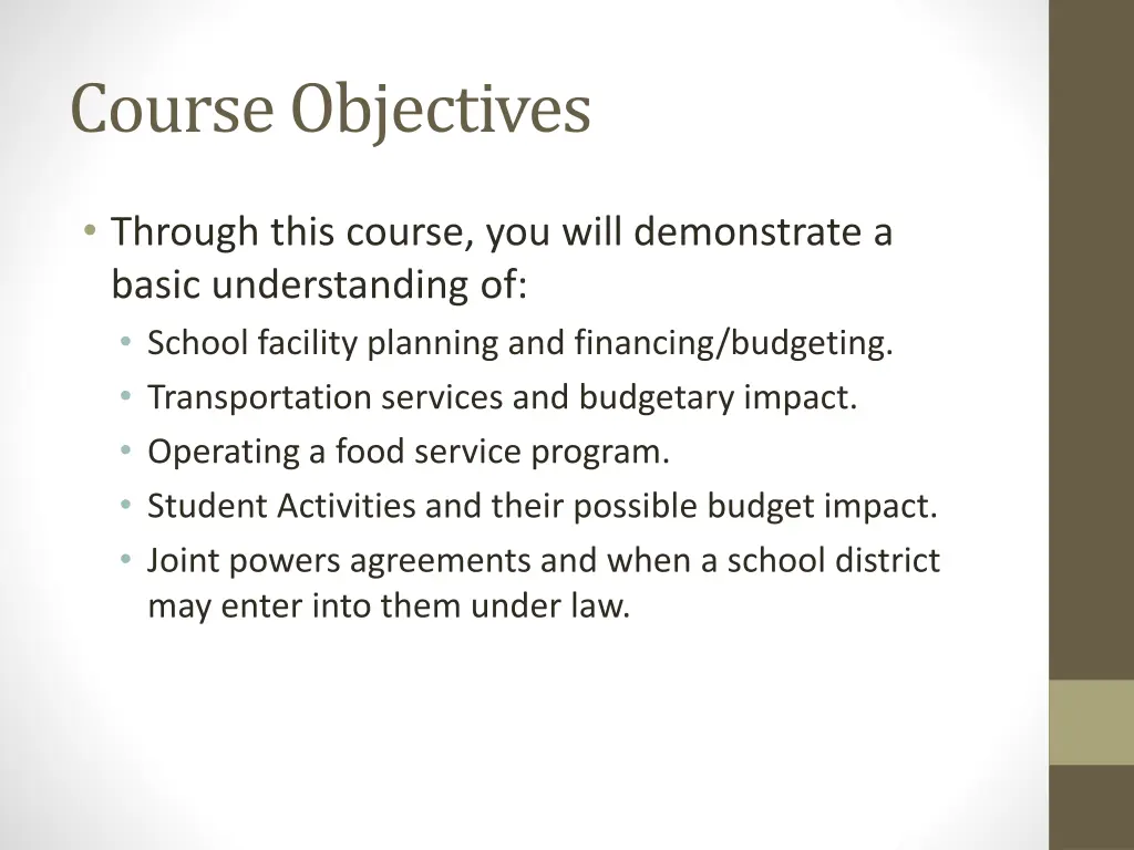 course objectives